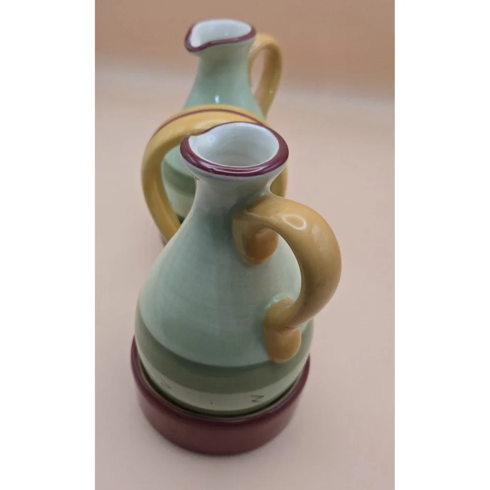 Cruets With‎ Stand Oil And Viniger 3 Piece Ceramic Pfaltzaraff